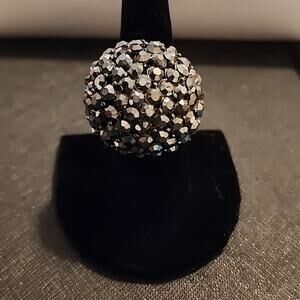 Black ⚫️ Rhinestone Dome Ring Stretch Band